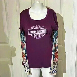 Vintage Harley-Davidson Tattoo Sleeve Pigeon Forge TN Wings Shield Biker Shirt